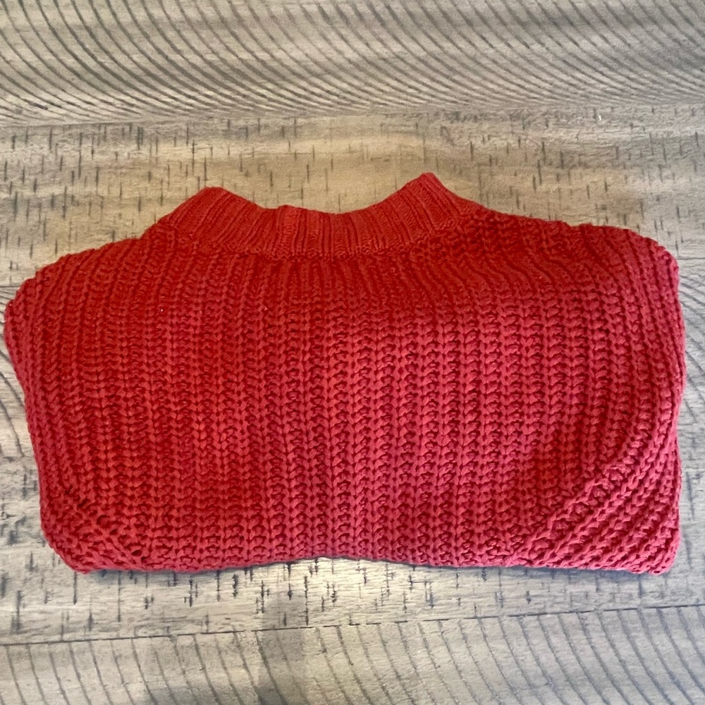 Woven Mock Neck Cropped Sweater